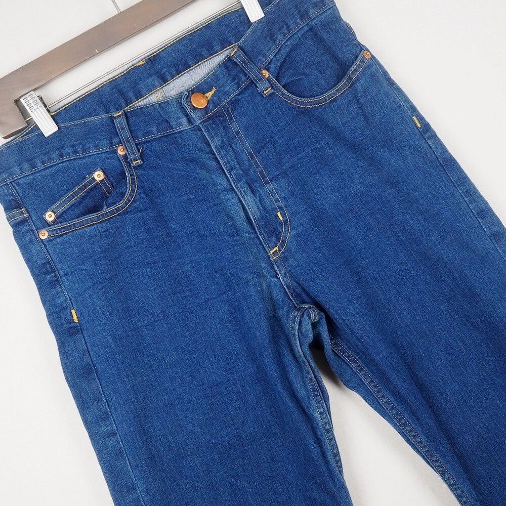Mugsy Jeans MADE IN USA Men 34x32 Classic Blue Stretch Medium Wash Denim Fultons